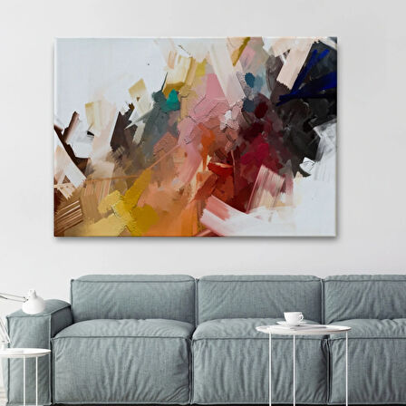 Yağlıboya Görünüm Soyut Çalışma Fırça Darbeli Dekoratif Kanvas Tablo, Duvar Dekoru 3651