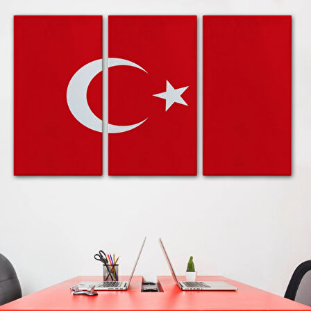 Yağlıboya Görünüm Şanlı Türk Bayrağı Dekoratif Kanvas Tablo, Duvar Dekoru 3668