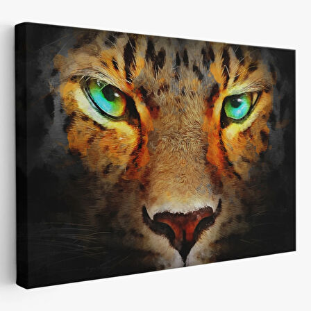 Yağlıboya Görünüm Çita Gözleri Dekoratif Kanvas Tablo, Duvar Dekoru 3689
