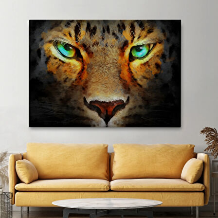 Yağlıboya Görünüm Çita Gözleri Dekoratif Kanvas Tablo, Duvar Dekoru 3689