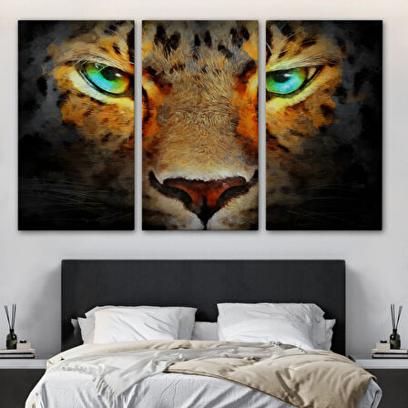 Yağlıboya Görünüm Çita Gözleri Dekoratif Kanvas Tablo, Duvar Dekoru 3689