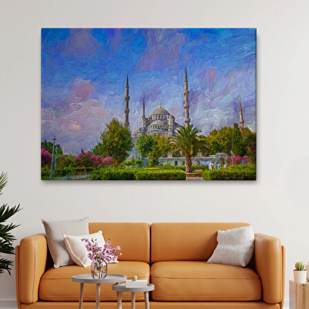 Yağlıboya Görünüm Sultan Ahmet Camii Dekoratif Kanvas Tablo, Duvar Dekoru 3692