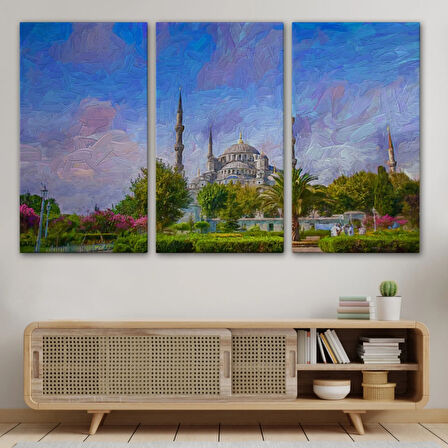 Yağlıboya Görünüm Sultan Ahmet Camii Dekoratif Kanvas Tablo, Duvar Dekoru 3692