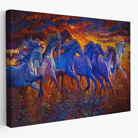 Koşan Atlar Dekoratif Kanvas Tablo, Duvar Dekoru 3725