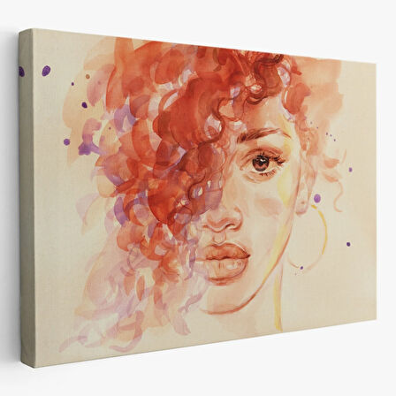 Suluboya Görünüm Afrikalı Kadın Dekoratif Kanvas Tablo, Duvar Dekoru 3732