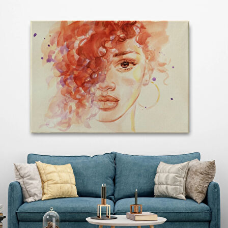 Suluboya Görünüm Afrikalı Kadın Dekoratif Kanvas Tablo, Duvar Dekoru 3732