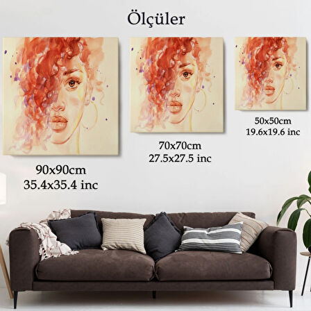 Suluboya Görünüm Afrikalı Kadın Dekoratif Kanvas Tablo, Duvar Dekoru 3732