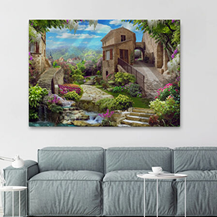 Ev Manzarası Avrupa Dekoratif Kanvas Tablo, Duvar Dekoru 3734