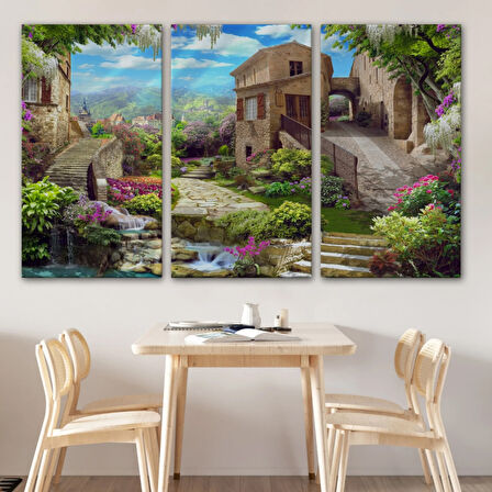 Ev Manzarası Avrupa Dekoratif Kanvas Tablo, Duvar Dekoru 3734