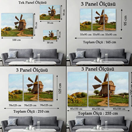 Yağlıboya Görünüm Eski Yel Değirmeni Dekoratif Kanvas Tablo, Duvar Dekoru 3746