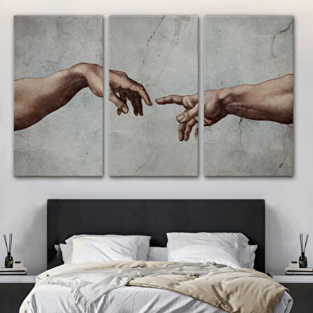 Michelangelo, Ademin Yaratılışı Tanrının Eli Dekoratif Kanvas Tablo, Duvar Dekoru 3753