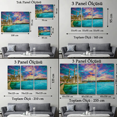 Yağlıboya Görünüm Camii ve Deniz Dekoratif Kanvas Tablo, Duvar Dekoru 3760