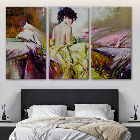 Pastel Boya Görünüm Yalnız Kadın Dekoratif Kanvas Tablo, Duvar Dekoru 3766