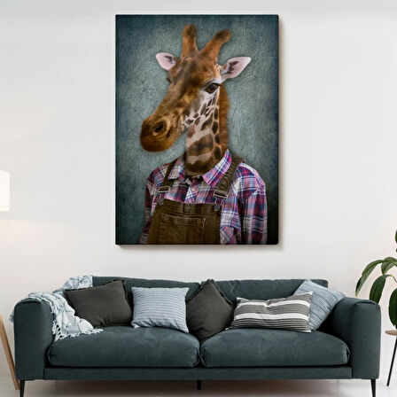 İnsan Görünümlü Zürafa Dekoratif Kanvas Tablo, Duvar Dekoru 4989