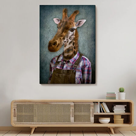 İnsan Görünümlü Zürafa Dekoratif Kanvas Tablo, Duvar Dekoru 4989