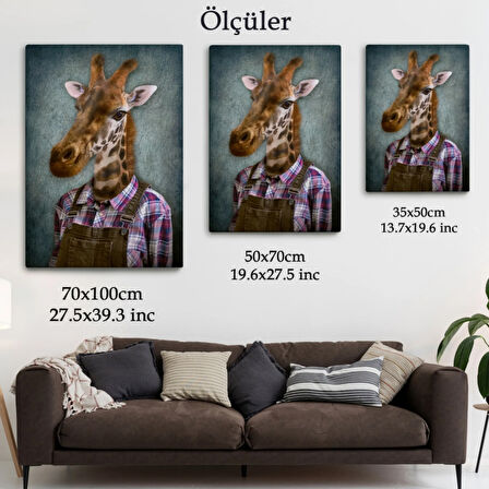 İnsan Görünümlü Zürafa Dekoratif Kanvas Tablo, Duvar Dekoru 4989