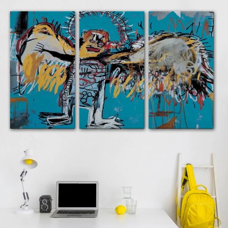 Düşmüş Melek Eseri Jean Michel Basquiat Dekoratif Kanvas Tablo, Duvar Dekoru 5000
