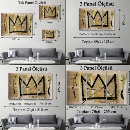 Jean Michel Basquiat'ın Notlar ve Taç Eseri Dekoratif Kanvas Tablo, Duvar Dekoru 5001