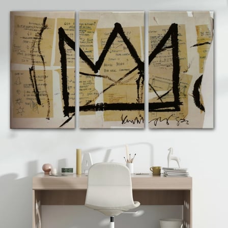 Jean Michel Basquiat'ın Notlar ve Taç Eseri Dekoratif Kanvas Tablo, Duvar Dekoru 5001