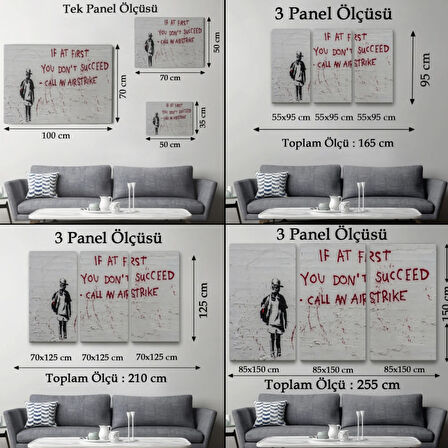 İlk Başta Başarılı Olamazsanız, Banksy Dekoratif Kanvas Tablo, Duvar Dekoru 5005