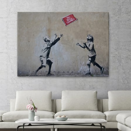 Top Oyunları Yok İsimli Eser, Banksy Dekoratif Kanvas Tablo, Duvar Dekoru 5006