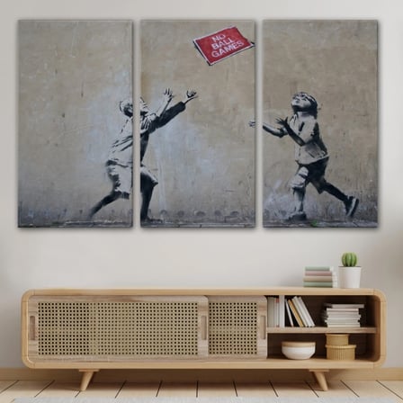 Top Oyunları Yok İsimli Eser, Banksy Dekoratif Kanvas Tablo, Duvar Dekoru 5006