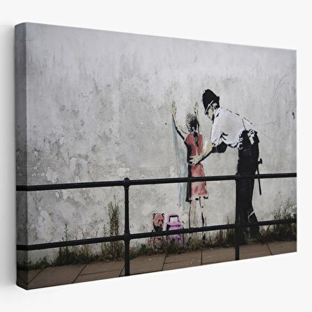 Kız Çocuğunu Arayan Polis, Banksy Dekoratif Kanvas Tablo, Duvar Dekoru 5010