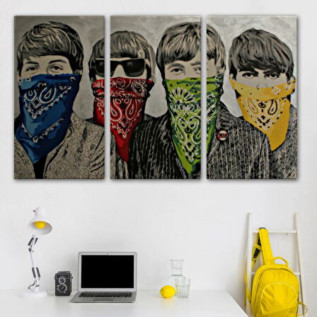 Bandanalı Beatles Çocuklar, Banksy Dekoratif Kanvas Tablo, Duvar Dekoru 5011
