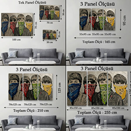 Bandanalı Beatles Çocuklar, Banksy Dekoratif Kanvas Tablo, Duvar Dekoru 5011