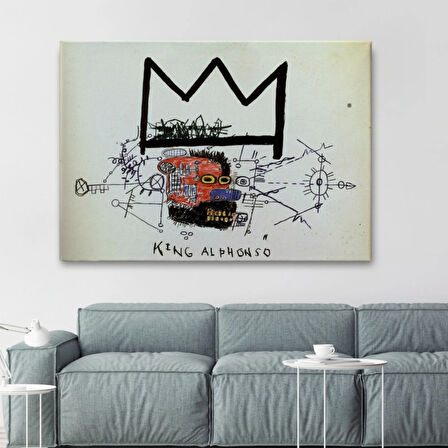 Kral Alphonso İsimli Eser Jean Michel Basquiat Dekoratif Kanvas Tablo, Duvar Dekoru 5015