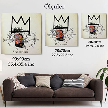 Kral Alphonso İsimli Eser Jean Michel Basquiat Dekoratif Kanvas Tablo, Duvar Dekoru 5015