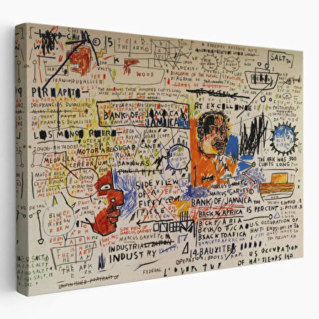 50 cent Piece İsimli Eser Jean Michel Basquiat Dekoratif Kanvas Tablo, Duvar Dekoru 5017