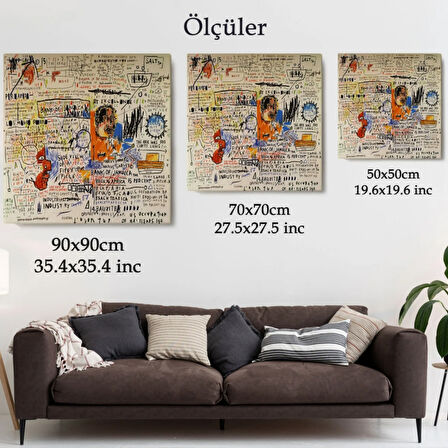 50 cent Piece İsimli Eser Jean Michel Basquiat Dekoratif Kanvas Tablo, Duvar Dekoru 5017
