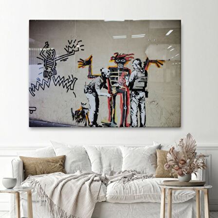 Grafitiyi Arayan Polisler Eseri Banksy Dekoratif Kanvas Tablo, Duvar Dekoru 5018