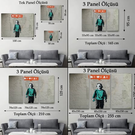 Takipçisi Olmayan Sosyal Medya Çocuğu Banksy Dekoratif Kanvas Tablo, Duvar Dekoru 5021