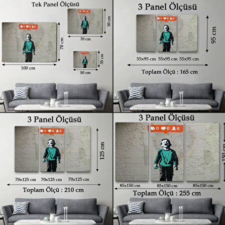 Takipçisi Olmayan Sosyal Medya Çocuğu Banksy Dekoratif Kanvas Tablo, Duvar Dekoru 5021