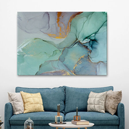 Mürekkep ve Alkol ile Mermer Deseni Dekoratif Kanvas Tablo, Duvar Dekoru 5030