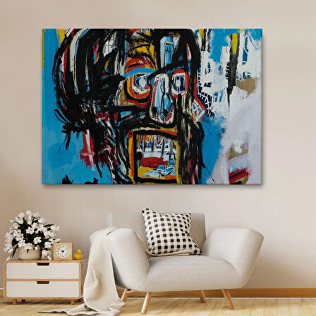 Untitled Kafatası Jean Michel Basquiat Dekoratif Kanvas Tablo, Duvar Dekoru 5031