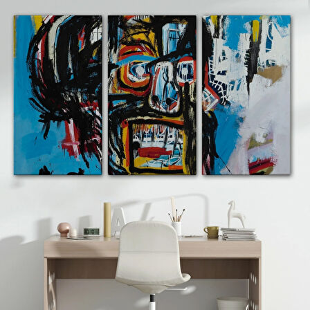 Untitled Kafatası Jean Michel Basquiat Dekoratif Kanvas Tablo, Duvar Dekoru 5031