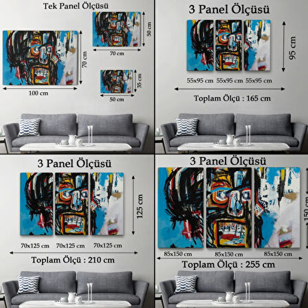 Untitled Kafatası Jean Michel Basquiat Dekoratif Kanvas Tablo, Duvar Dekoru 5031