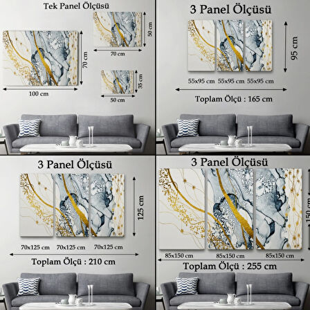 Mavi ve Gold Tonlar Soyut Çalışma Dekoratif Kanvas Tablo, Duvar Dekoru 5033