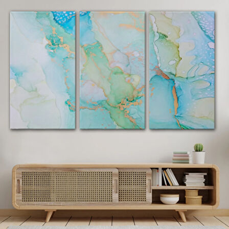 Mürekkep ve Alkol ile Mermer Deseni Dekoratif Kanvas Tablo, Duvar Dekoru 5037