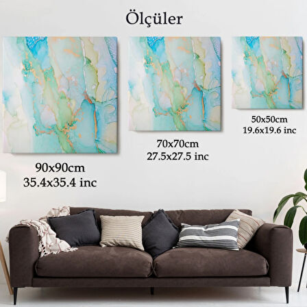 Mürekkep ve Alkol ile Mermer Deseni Dekoratif Kanvas Tablo, Duvar Dekoru 5037