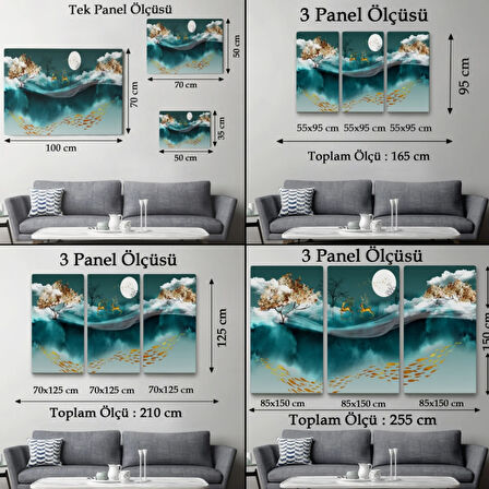 Ormandaki Koşan Geyikler Dijital Sanat Dekoratif Kanvas Tablo, Duvar Dekoru 5040