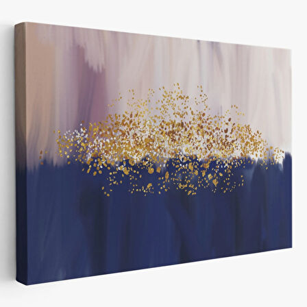 Gold ve Mavi Ton Uyumu Modern Dekoratif Kanvas Tablo, Duvar Dekoru 5045