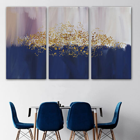 Gold ve Mavi Ton Uyumu Modern Dekoratif Kanvas Tablo, Duvar Dekoru 5045