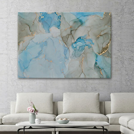 Mürekkep ve Alkol ile Mermer Deseni Dekoratif Kanvas Tablo, Duvar Dekoru 5049