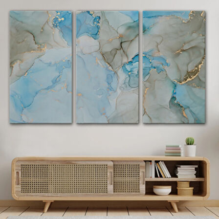 Mürekkep ve Alkol ile Mermer Deseni Dekoratif Kanvas Tablo, Duvar Dekoru 5049