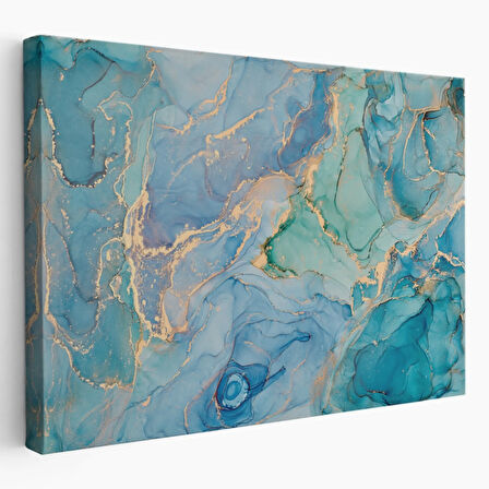 Mürekkep ve Alkol ile Mermer Deseni Dekoratif Kanvas Tablo, Duvar Dekoru 5050