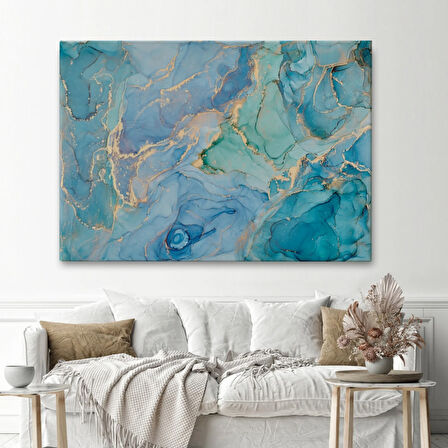 Mürekkep ve Alkol ile Mermer Deseni Dekoratif Kanvas Tablo, Duvar Dekoru 5050